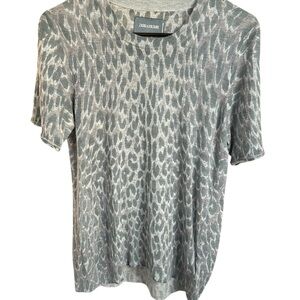 Zadig & Voltaire 100% Cashmere Ida Leopard Short Sleeve Sweater XS NWT